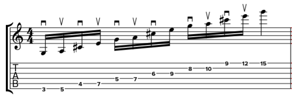 Arpèges 7 en 2 notes par corde 9 arpege dominante 2 notes par corde par la septieme