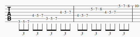 3 notes par cordes avec sauts de corde