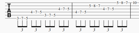 pattern en 3 notes par cordes avec sauts de corde