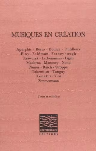 Couverture — Musiques en création : un numéro spécial de la revue Contrechamps