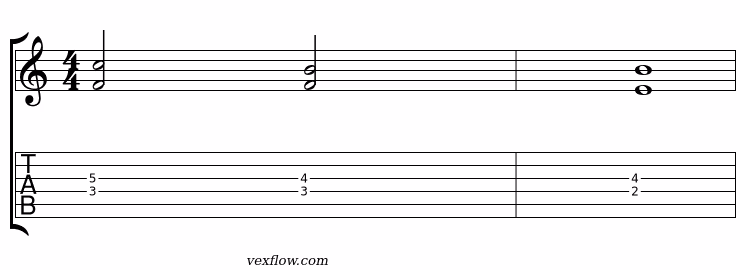 Conduite des voix II-V-I (Dm7 - G7 - Cmaj7) avec dyades