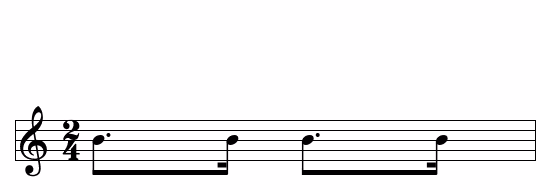 Notation croche pointée suivie d'une double-croche
