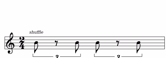 Notation d'un shuffle en triolets avec la note du milieu tue
