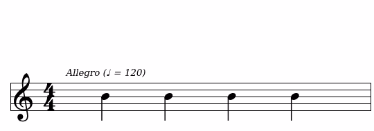 Indication de tempo "Allegro" avec marque métronomique