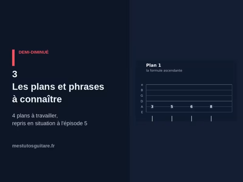 Le demi-diminué à la guitare : 3 – les plans et phrases à connaître