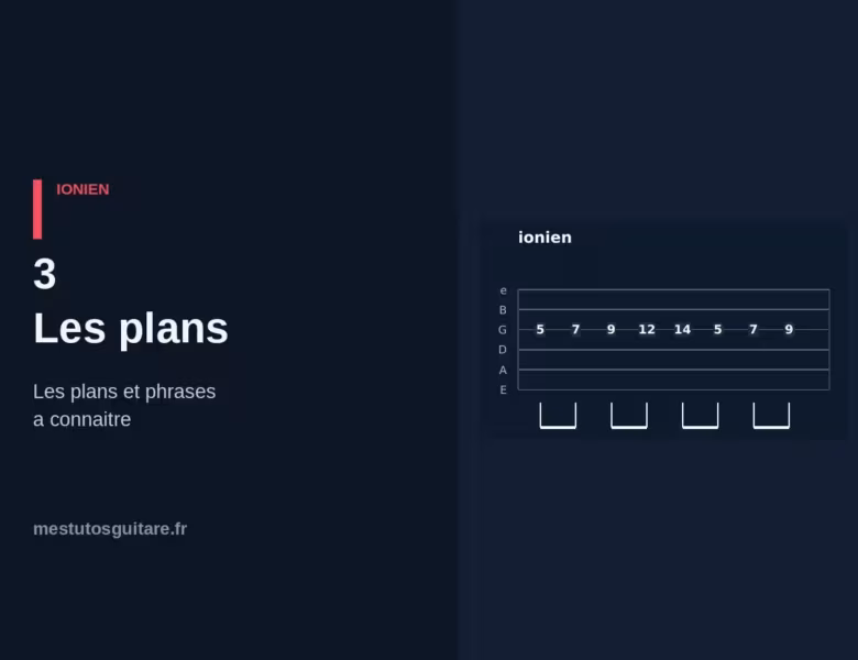 La pentatonique modale Ionien à la guitare : 3 – les plans et phrases à connaître