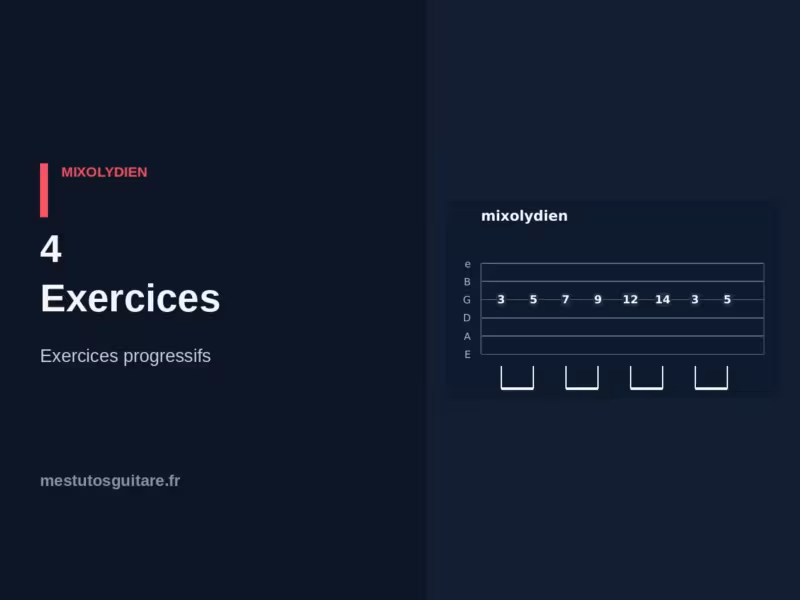 La pentatonique modale Mixolydien à la guitare : 4 – exercices progressifs